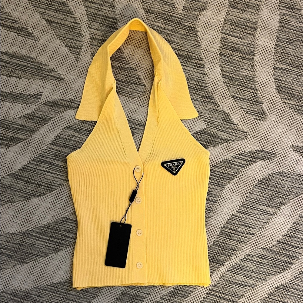 Prada collared halter knit top